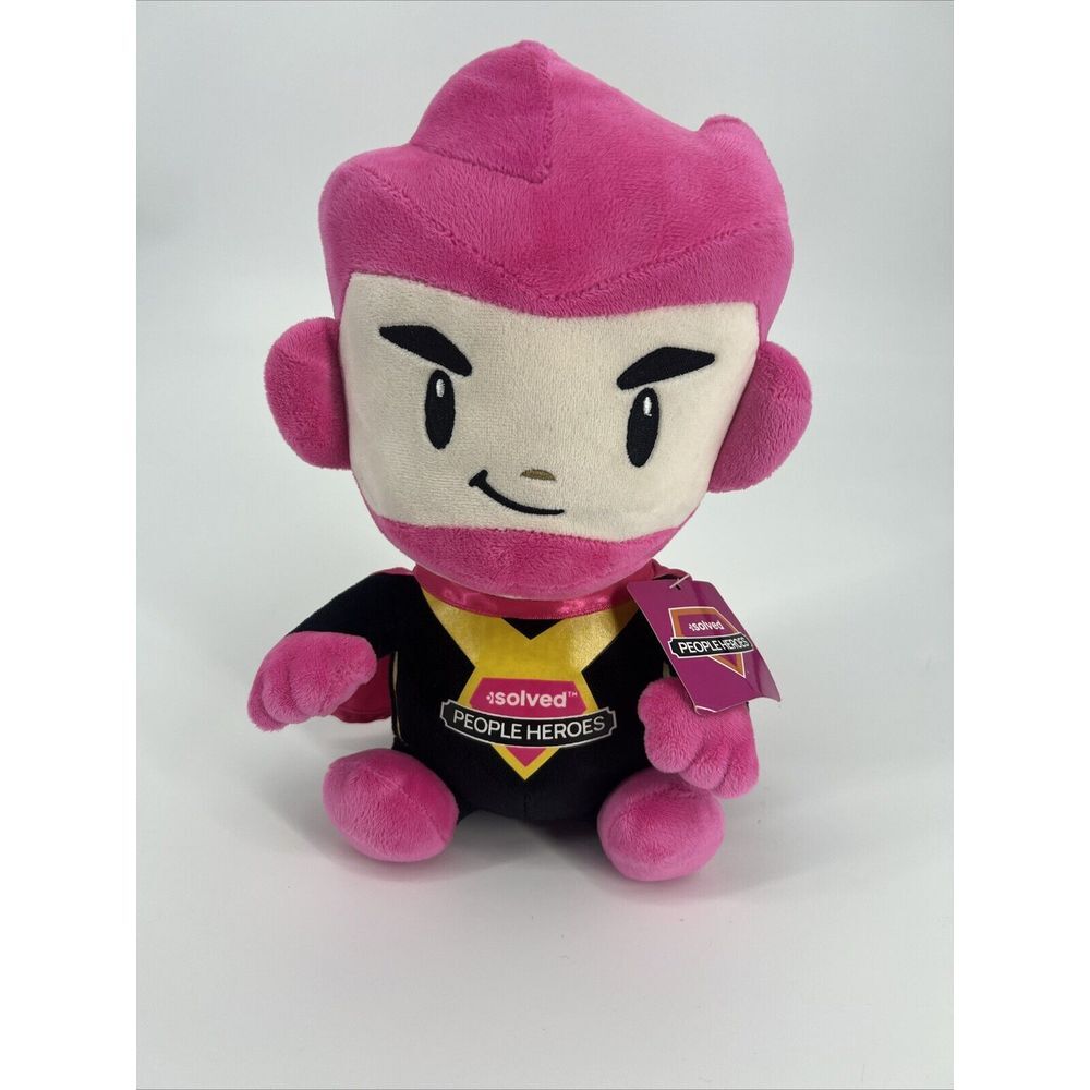 Sam Solvers iSolved People Heroes Pink Black Plush Stuffed Animal RARE 10" NEW